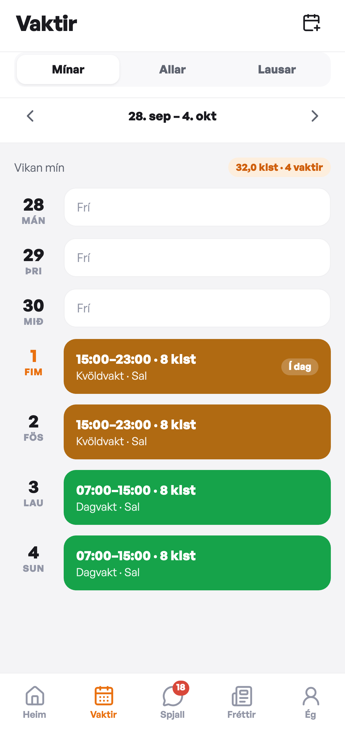 Vaktir vikunnar í appinu